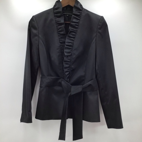 Chic Black Ruffled Blazer - Picture 2 of 11